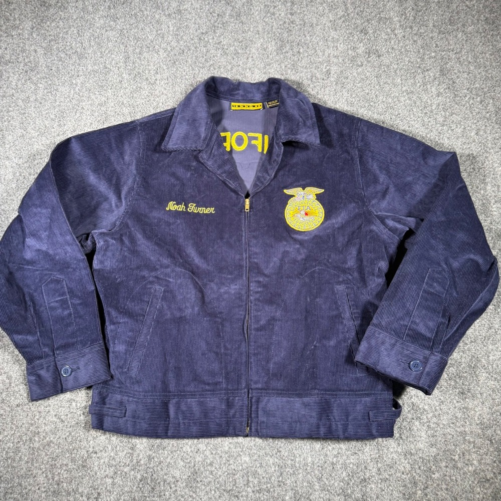 FFA California Fowler Corduroy Jacket Mens 42 Navy Blue Vintage Workwear Zip